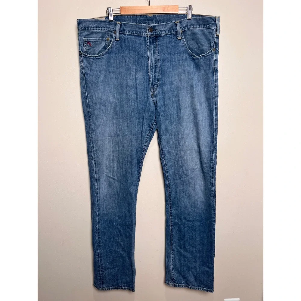 Polo Ralph Lauren Dungarees Jeans Mens 42x36 TALL Straight Blue Denim